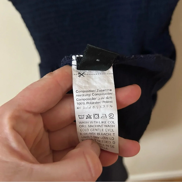 SHEIN Navy Blue Flutter Sleeve Tiered Ruffle Mini Dress Women’s Size Small - Picture 6 of 8